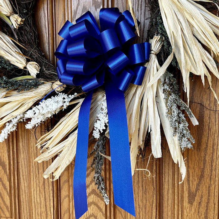 royal blue wreath bow