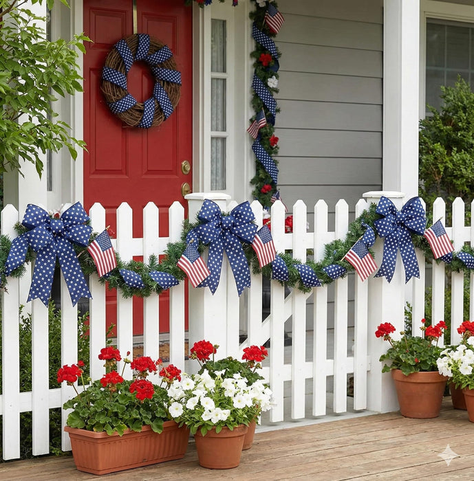 Patriotic Navy Stars Wired Ribbon - 2 1/2" x 10 Yards, Dark Blue & White Stars Craft Decor, Presidents Day, Memorial Day, 4th of July, USA, Election, Wreath, Trees, Decorations, Christmas