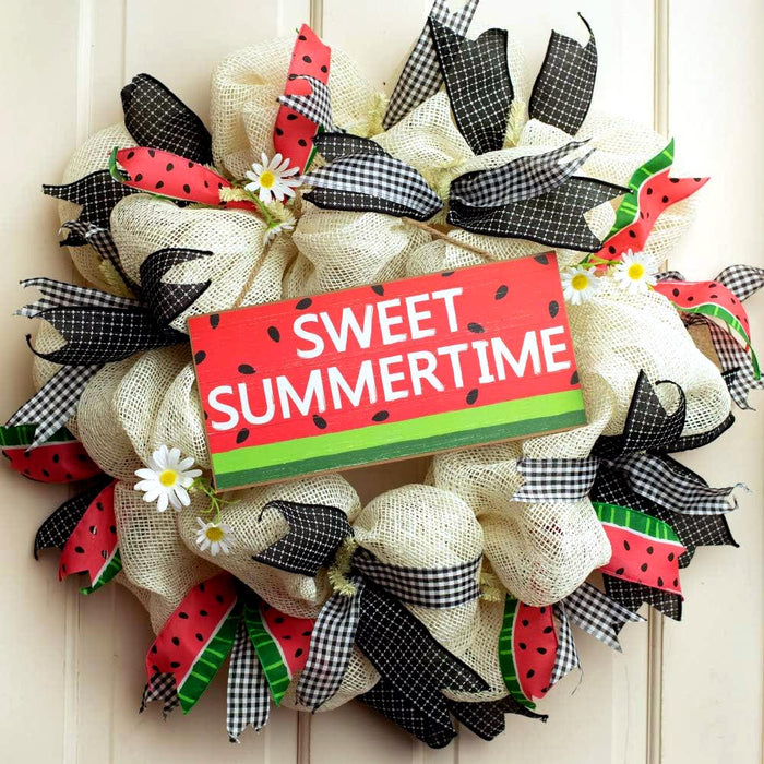 Sweet Summertime Watermelon Decorative Sign - 12.5" x 6"