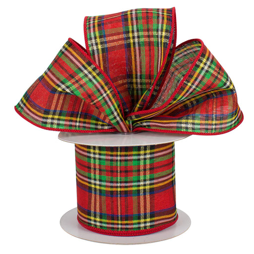 Christmas Plaid Tartan Wired Ribbon - 2 1/2" x 10 Yards