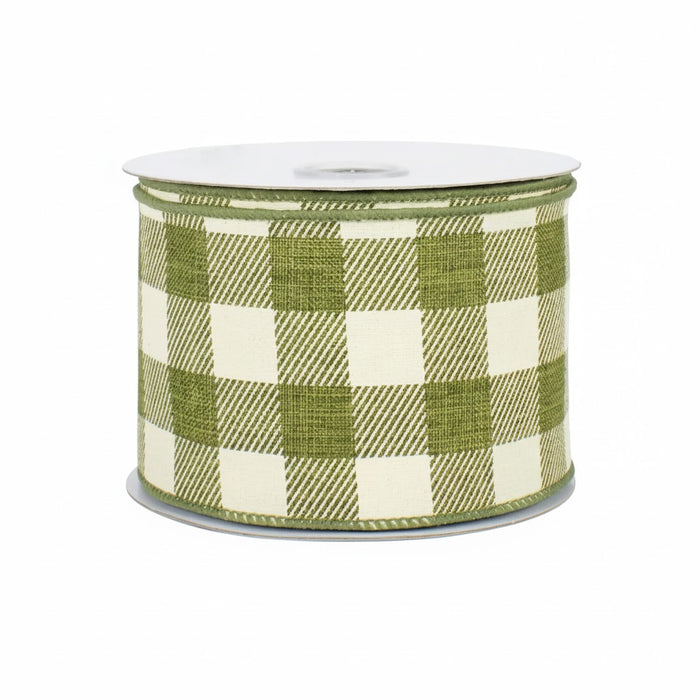 Moss Green Plaid Wired Ribbon - 2 1/2" x 10 Yards