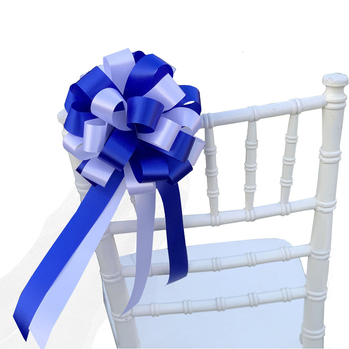 royal-blue-and-white-pull-bows-with-tulle-tails