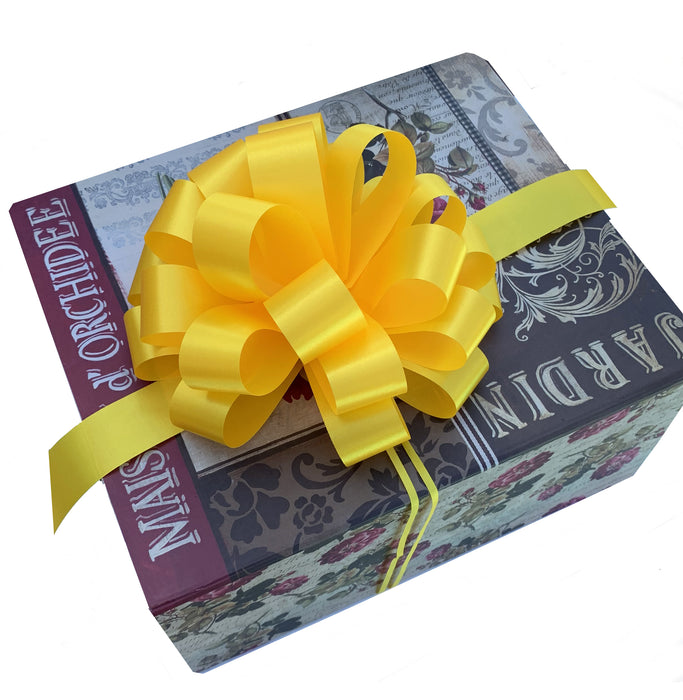 decorate easter gift basket with yellow bows