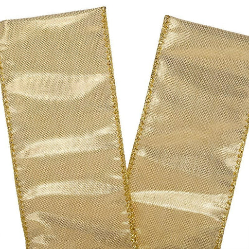 Metallic Gold Wired Christmas Ribbon - 2 1/2" x 10 Yards