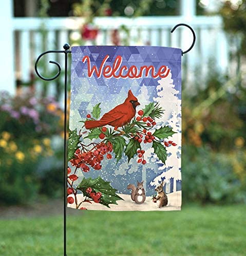 red-cardinal-house-flag-winter-decoration