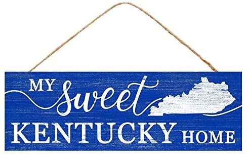 My Sweet Kentucky Home Sign - 15" x 5", Vintage Blue Front Door Decor