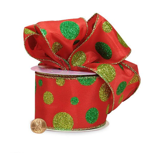 red-green-glitter-dots-wired-christmas-ribbon
