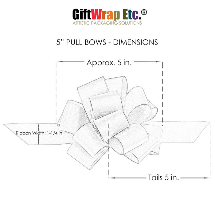 Metallic Christmas Gift Pull Bows - 5" Wide, Set of 6