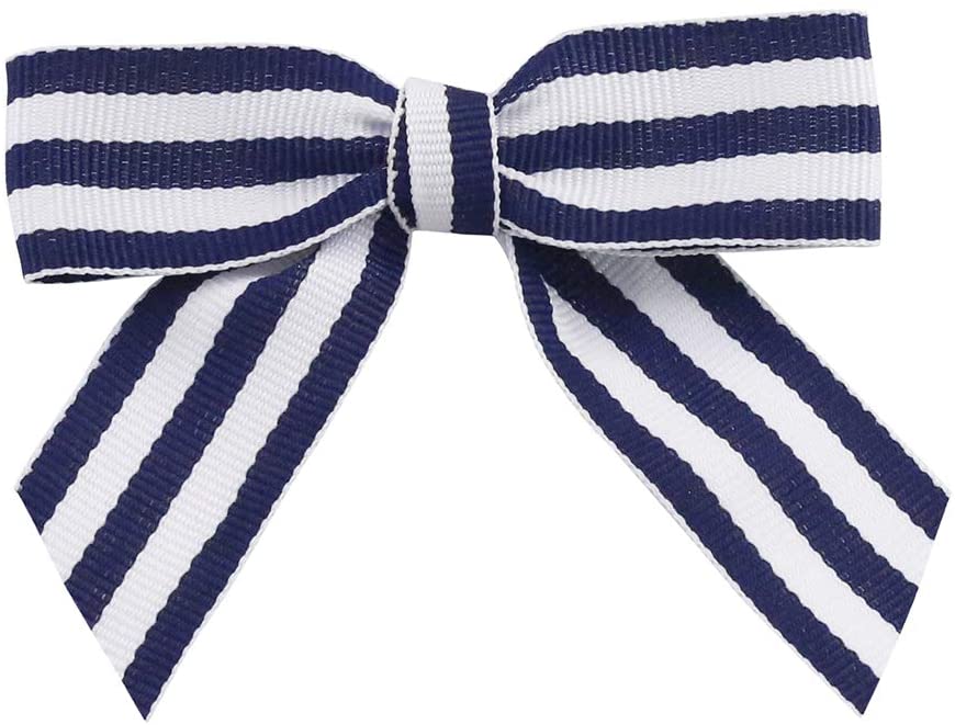 Navy Blue & White Striped Pre-Tied Bows - 3 Wide, Set of 12 — GiftWrap Etc