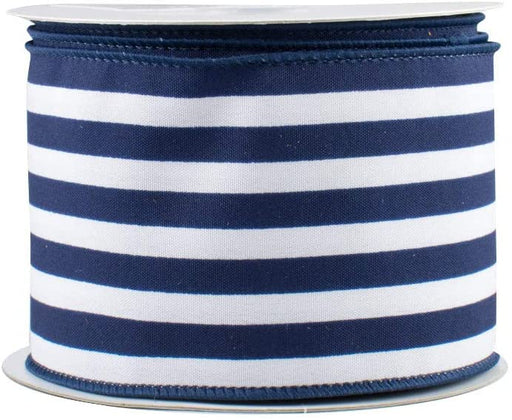 navy-blue-white-striped-wired-edge-satin-ribbon