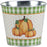 Rustic Fall Pumpkins Tin Pot - 5" Diameter, 4.5" Tall, Orange, Cream and Green Plaid