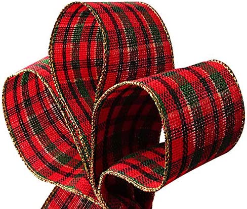 vintage-christams-plaid-wired-edge-ribbon