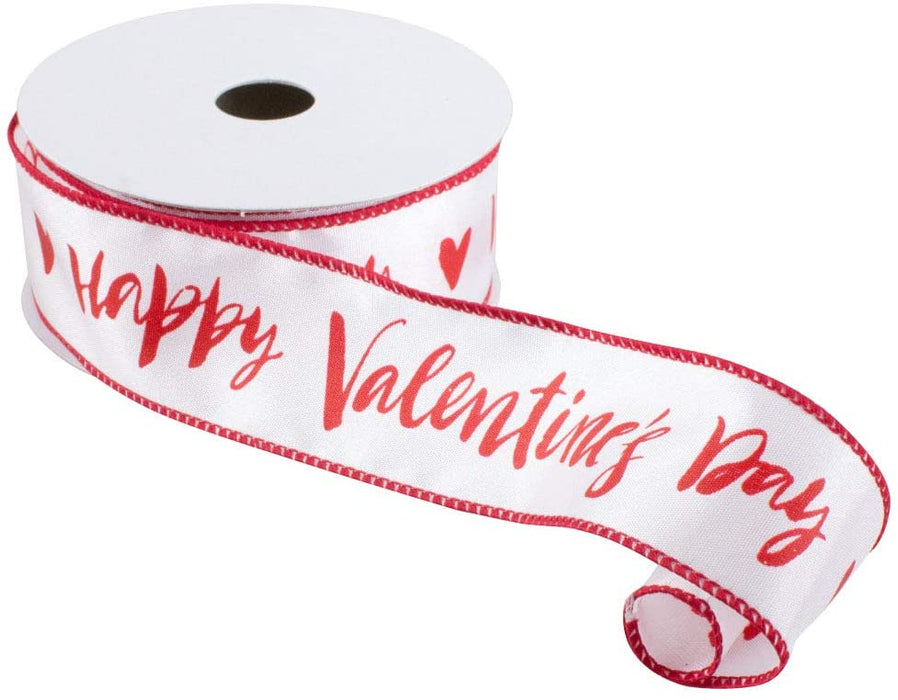 Happy Valentine's Day Wired Ribbon - 1 1/2" x 10 Yards