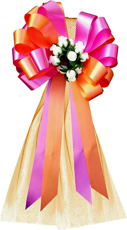 orange-and-pink-wedding-bows-with-rosebuds