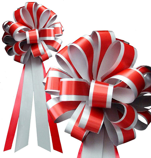 red-silver-striped-wedding-bows