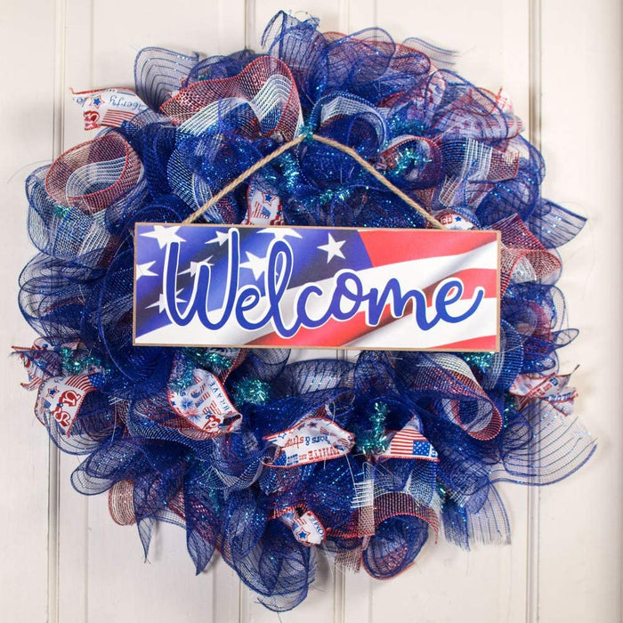 President's Day Patriotic Welcome Sign - 15" x 5"