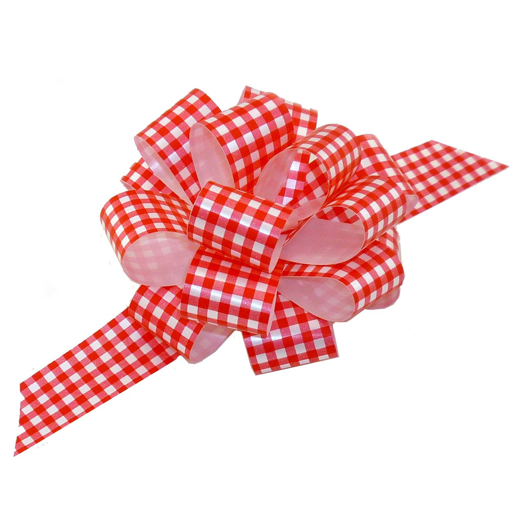 Red Gingham Christmas Gift Bows - 5