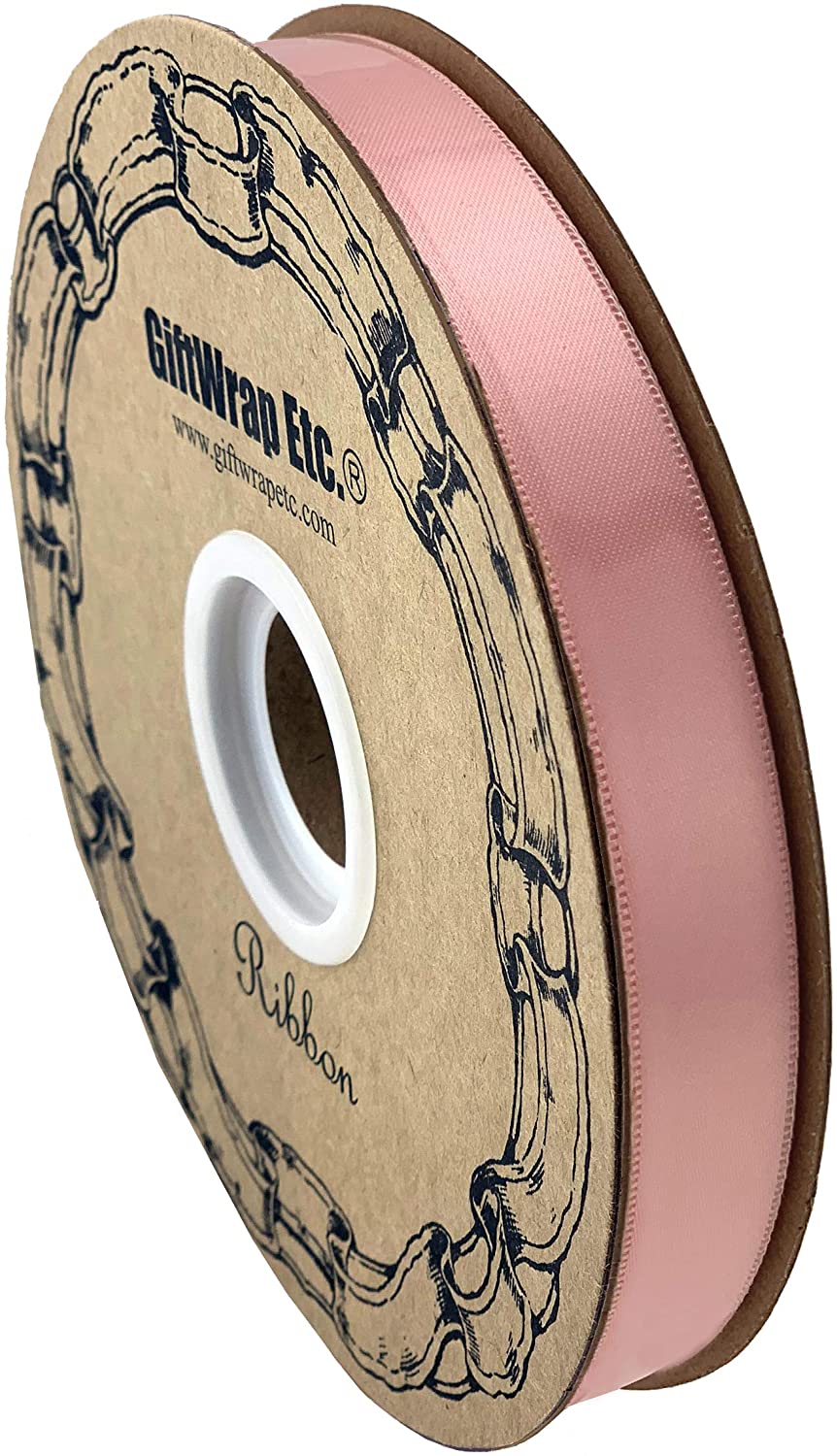 Pink Fall Ribbon Light Pink Satin Fabric Ribbon - 5/8