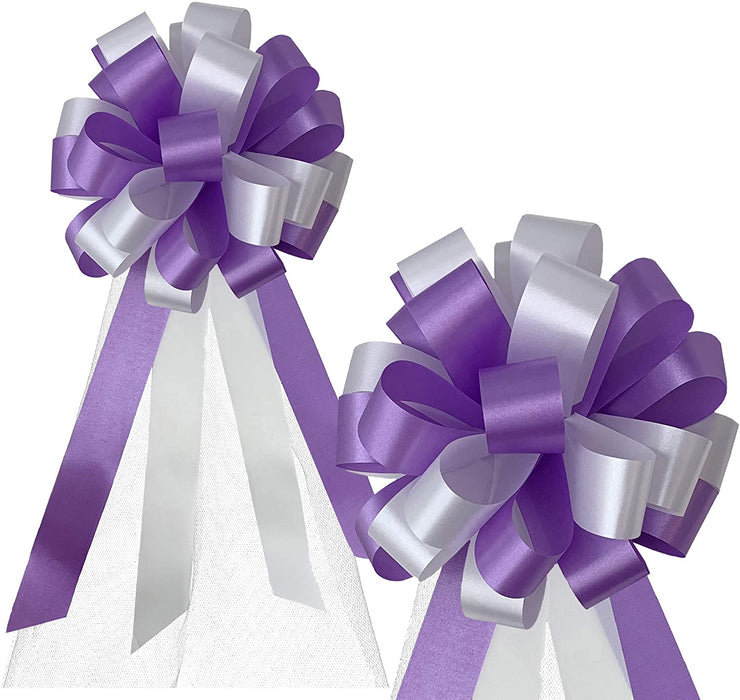 white-and-lavender-bows-with-tulle-tails