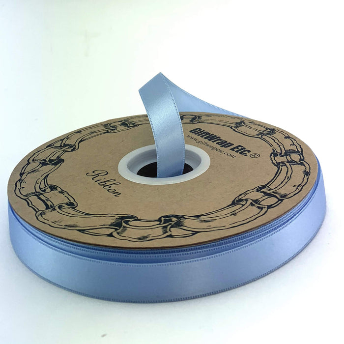 Light Blue Pattern Ribbon Light Blue Satin Fabric Ribbon - 5/8