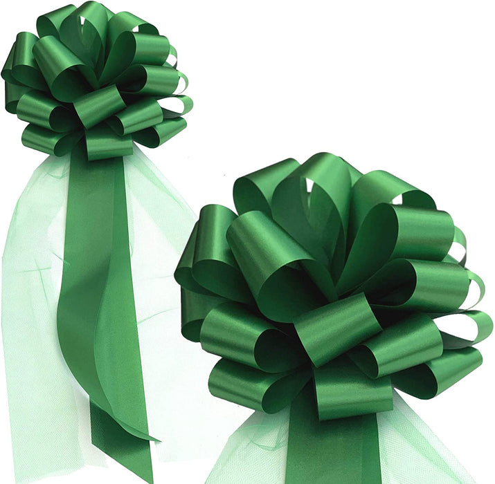 large-emerald-green-wedding-bows-with-tulle-tails