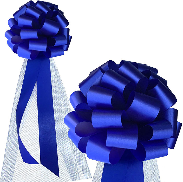 large-royal-blue-wedding-bows-with-tulle-tails