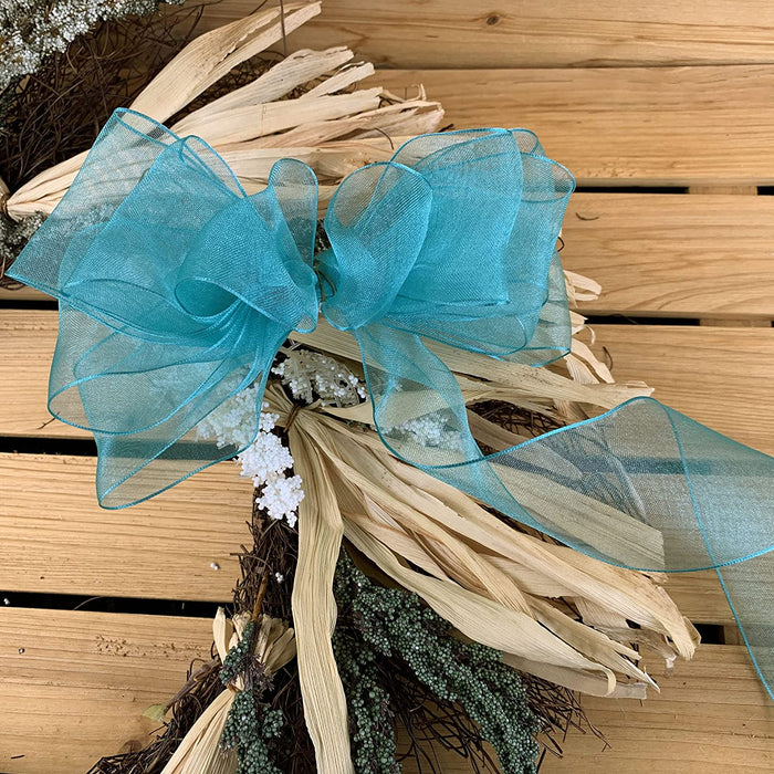 turquoise-sheer-wired-edge-wedding-ribbon