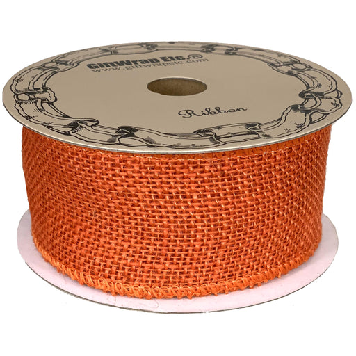 Orange Fabric Burlap Woven Ribbon - 2 1/2" x 10 Yards