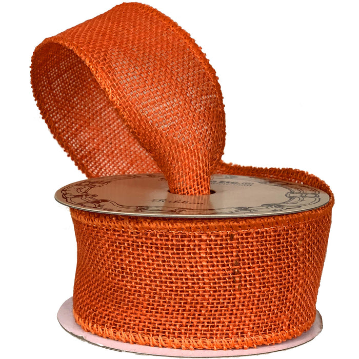 Orange Fabric Burlap Woven Ribbon - 2 1/2" x 10 Yards