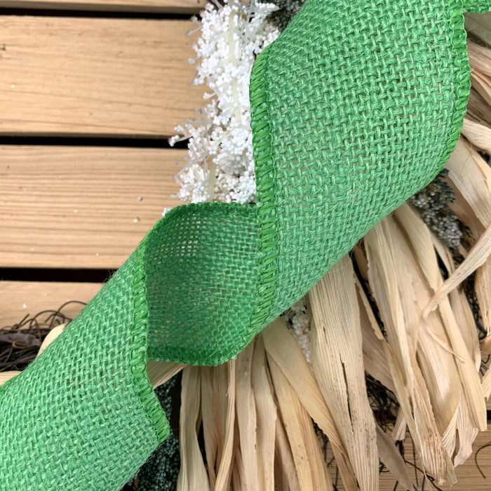 lime-green-wired-edge-burlap-wreath-ribbon