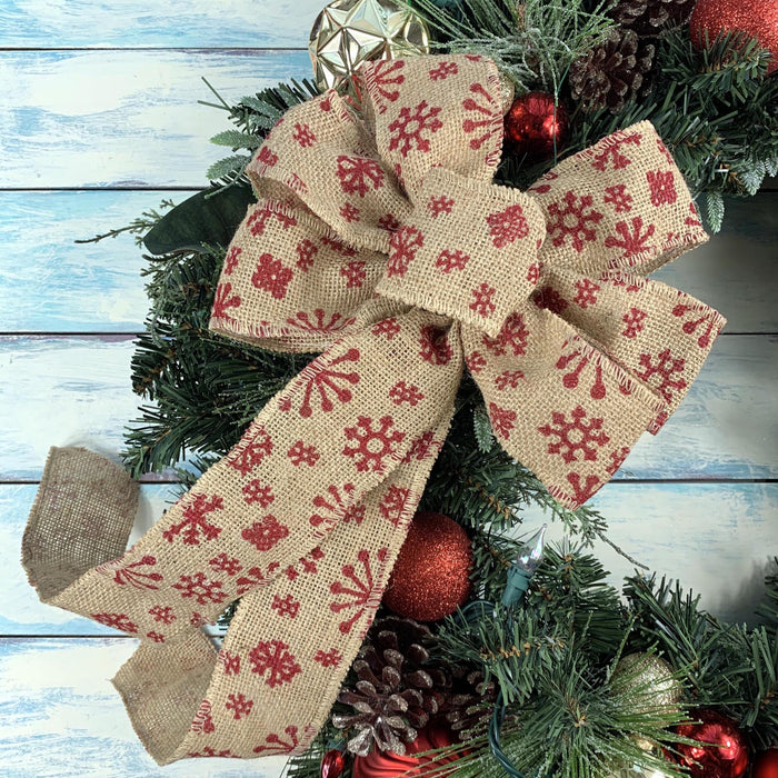 red-snowflake-pre-tied-christmas-ribbon