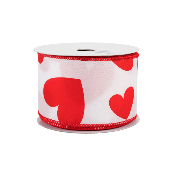 Valentine's Day Red Hearts Ribbon - 2 1/2" x 10 Yards