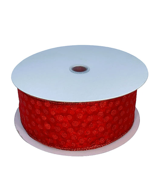 Red Glitter Polka Dots Ribbon- 2 1/2 x 50 Yards — GiftWrap Etc