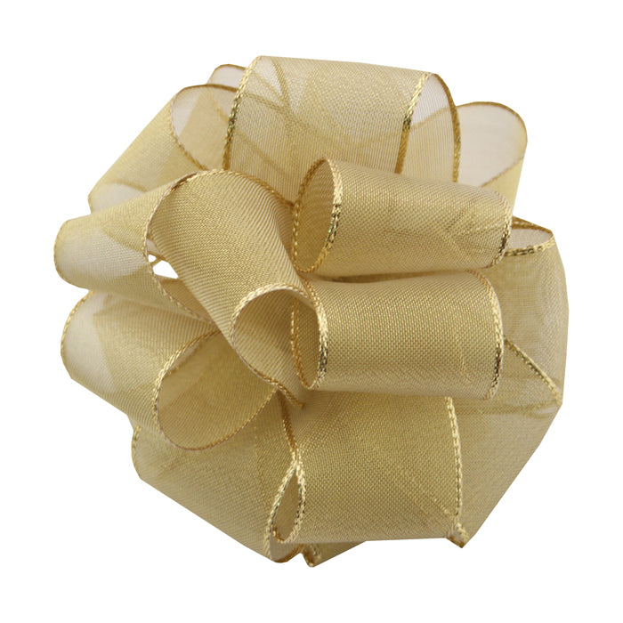 Metallic Sheer Gold Wired Ribbon - 1 1/2