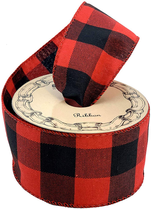 Red Black Buffalo Plaid Ribbon - 2 1/2 x 10 Yards — GiftWrap Etc
