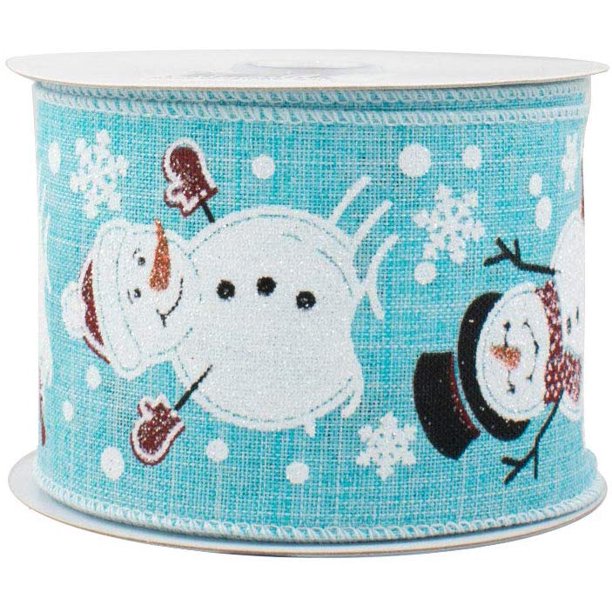 smiling-snowman-children-wired-edge-Christmas-Ribbon