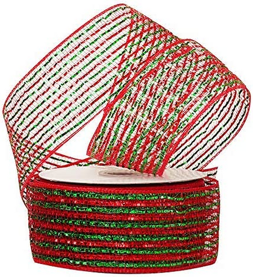 red-and-mettalic-green-striped-deco-mesh