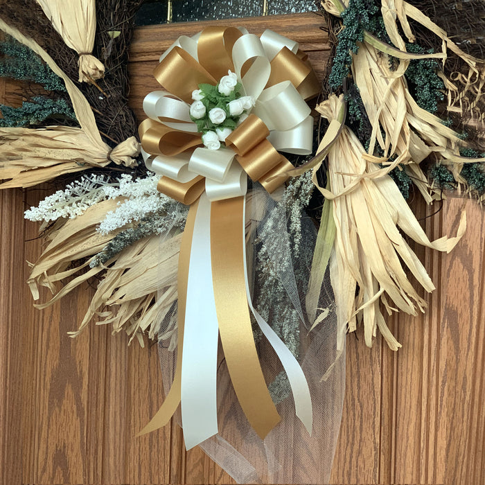 ivory-gold-wreath-bows