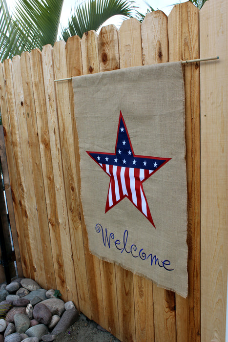 welcome-burlap-american-flag-decorate-garden