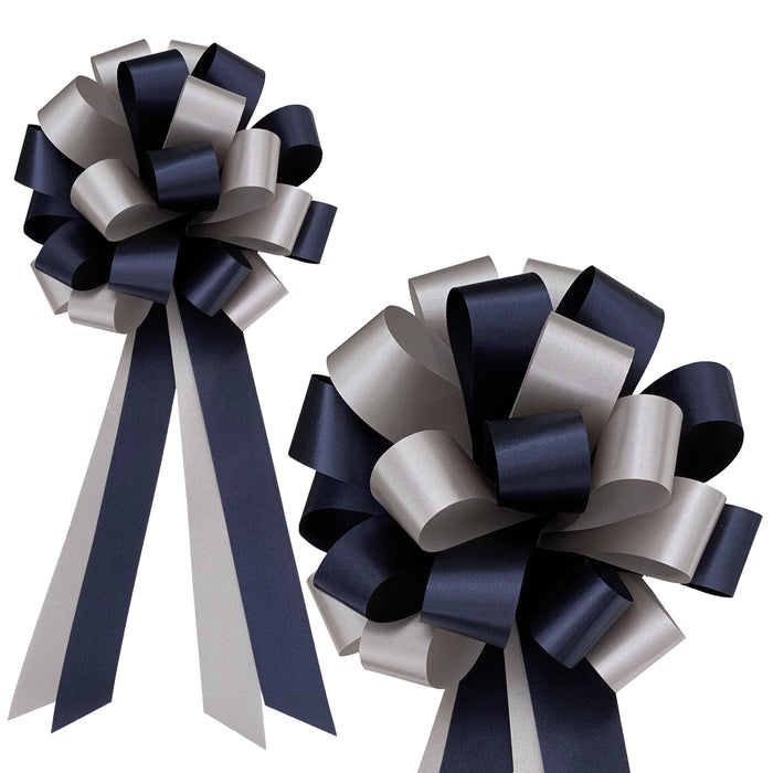 navy-blue-and-silver-wedding-bows