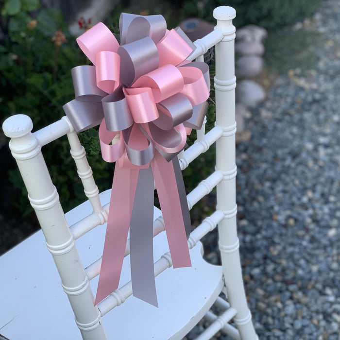 Pink and Silver Pew Bows