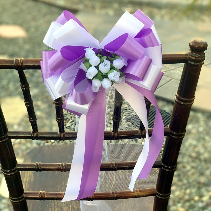 lavender-white-church-aisle-bows